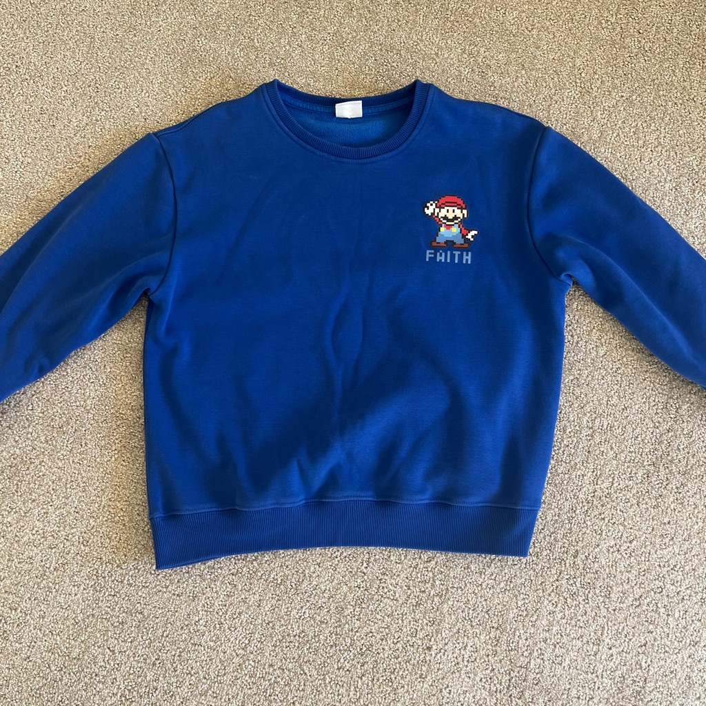 Blue Kids Sweatshirt With Embroidered Character